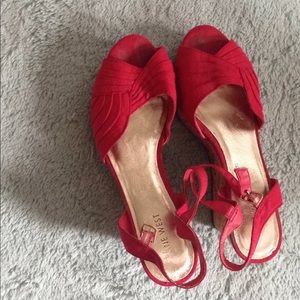 Red Nine West Wedge Sandals